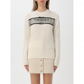 Twinset Maglione con logo Taglia M Crema
