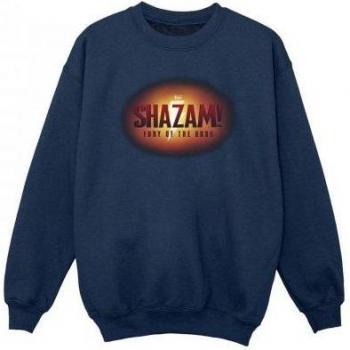 Shazam Fury Of The Gods Black 3D Logo Flare Sweatshirt