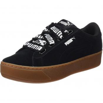 Puma Damen Sneaker Vikky – Plattform mit Ribbons, Schwarz, EU 37.5
