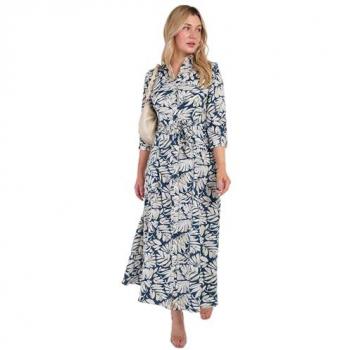 Sunshine Collection Navy Leaf Print Maxi Dress