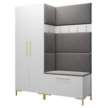 Set Arredo Corridoio Tivsoa 100 Bianco 196x158x44cm Arazzo Truciolare Laminato Montaggio Parete Da Terra