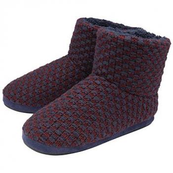 Dunlop Men's Furry Sherpa Memory Foam Ankle Boot Slippers