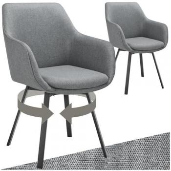 Sillas de Comedor Giratorias con Reposabrazos, Diseño Acolchado, Patas de Acero