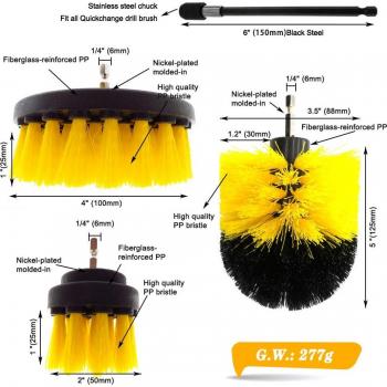 Kit de Cepillos para Taladro con Extensión 4 Unidades