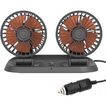Ventilateur de voiture rotatif double tête, 360°, 3 vitesses, pour véhicules et bateaux