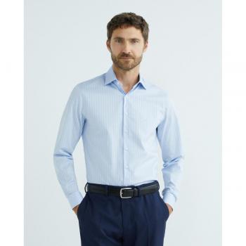 CK Calvin Klein Herren Business-Hemd 'TWILL' mit Label-Stitching, Größe 38, Blau