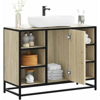 Armario de Lavabo con Rústico Roble de Ingeniería – 80x33x60 cm