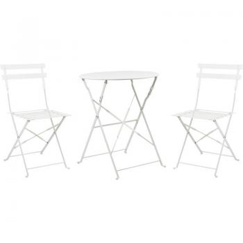 Beliani Bistrot – ensemble complet (table + 2 chaises) en acier blanc FIORI