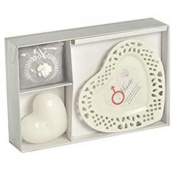 Vela aromática corazón Marte con platillo líquenes y musgo 26x17x4.5 cm