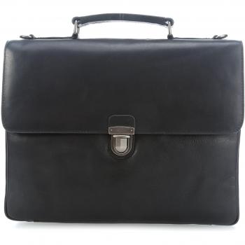 Leonhard Heyden Roma Black Leather Briefcase with Laptop Compartment