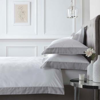 Oxford Edge 100% Cotton Duvet Set Grey and White