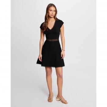 Vestido de punto negro corto evasé de Morgan