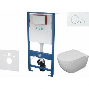 Vaso WC Kielle Genesis con Modulo di Installazione SoftClose e Placca Gemini ii Bianco/Cromo