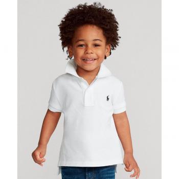 Polo Bianca in Cotone Piquet per Bambini Ralph Lauren