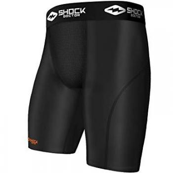 Short de compresión con bolsillo para protector Shock Doctor, negro, M