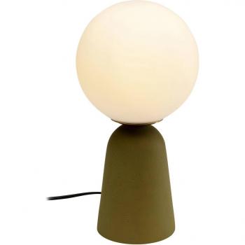 Lampada da Tavolo Kare Bollie con Base in Cemento Verde e Vetro Opalino