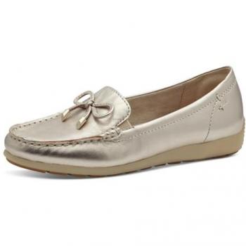 Mocasín Bajo Antideslizante de Piel Oro TAMARIS 84600