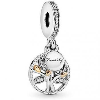 Abalorio Colgante Pandora 791728CZ Mujer Plata y Oro Árbol Familiar Circonitas