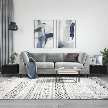 JINLEFU Black Coffee Tables 2 pcs 50x46x35 cm Engineered Wood