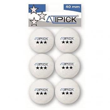 Pack 6 Pelotas de Ping-Pong Atipick 3* Celulosa Blanca