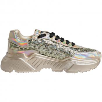 Iridescent Gold Sequin Sneakers for Men