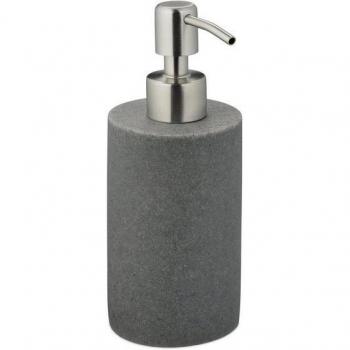 Relaxdays Dispenser 180 ml – Portasapone Manuale in Poliresina Grigio per Bagno e Cucina