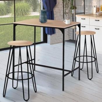 Tabourets de bar industriels en bois et métal