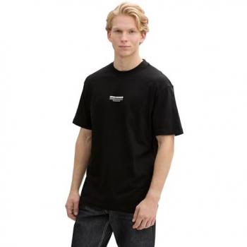 TOM TAILOR Denim Herren T-Shirt, Uni Schwarz, Relaxed Fit, XL