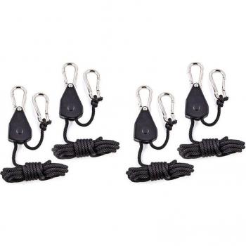 4Pcs Heavy Duty Ratchet Rope Hanger for Grow Lights