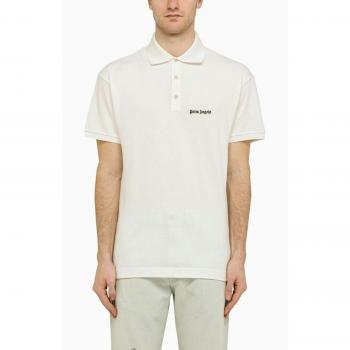 Palm Angels Men's White Logo Polo