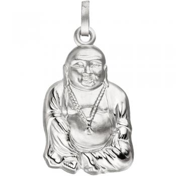 JOBO Anhänger Buddha 925 Silber Matt Mattiert Silberanhänger