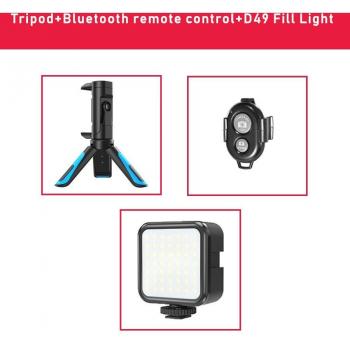 Trépied de Vlogging avec Support Clip 58-90mm, Microphone à Lumière LED pour HUAWEI, iPhone, Xiaomi