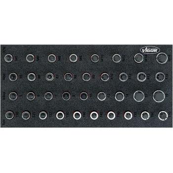 VIGOR V5099 Juego de llaves de vaso con perfil Ribe-CV