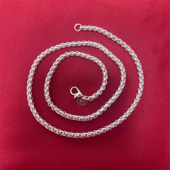 Unisex S925 Silver 5mm Round Box Chain Necklace