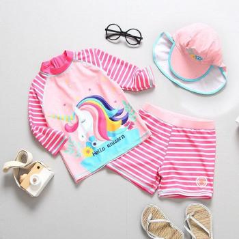 Traje de baño para niña unicornio con gorra y protección UV 50+ 2-9 años
