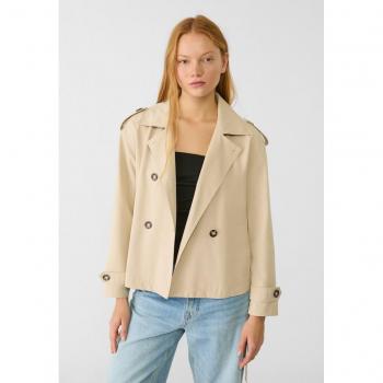 Short Stone Trench Coat with Belt