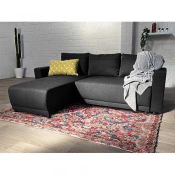 Lisa Design Ecksofa PILEA 4-Sitzer mit Bettfunktion und Stauraum schwarz/grau