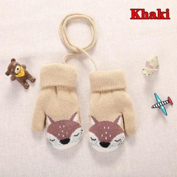 Kuschelfreund Winterhandschuhe – Baumwoll‑Kinder, volle Finger, Hals‑Seil