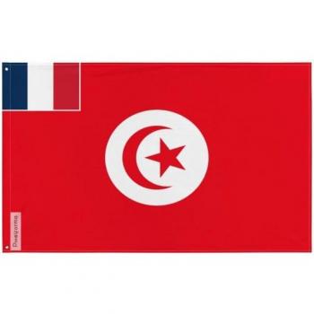 Polyester French Flag for Protectorat Français in Tunisia – 128×192 cm – Full‑Color B/W Print