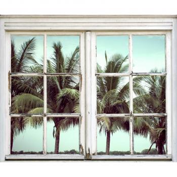 Queence Wandbild Palmen, 3D, selbstklebend, Fenster
