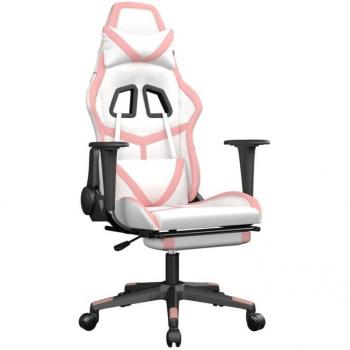 Poltrona Gaming Décoshop 26 RGB: Bianco/Rosa con Supporto Lombare
