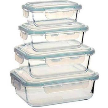 Boîte à Déjeuner en Verre 4 pcs