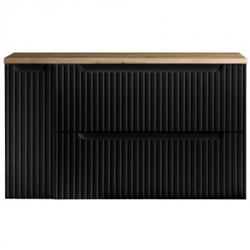Waschbeckenunterschrank Skelbolu 100x60x40 cm Schwarz/Eichenoptik
