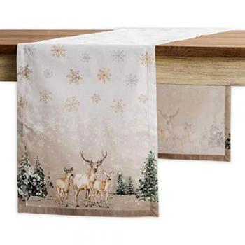 Maison d' Hermine Deer in The Woods Table Runner for Holidays