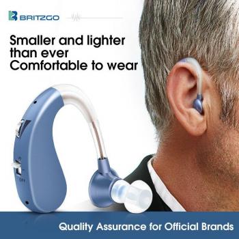 Amplificateur auditif BHA‑1204 Britzgo : sans fil, recharge USB, numérique, anti-bruit, discrétion sonore
