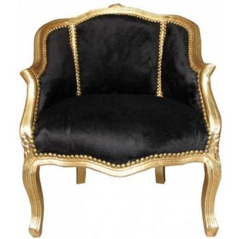 Barocke Eleganz: Damen Salon Sessel Schwarz/Gold