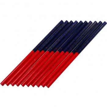 Crayons de menuisier, 10 pièces, bleu et rouge