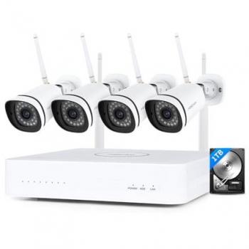 Kit de vidéosurveillance numérique Wifi NVR 4 caméras 3MP avec disque dur 1To inclus