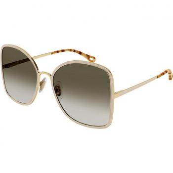 Chloé Gold Brown Oversized Sunglasses – Women’s Metal