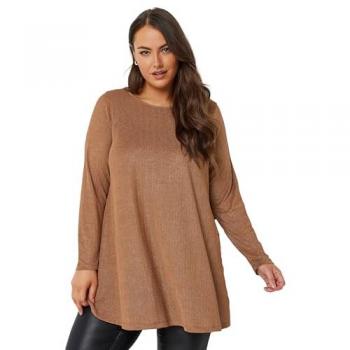 Yours Brown Ribbed Swing Top – Women's Size 18